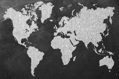 World of the Map Distressed B&W Picture SINGLE CANVAS WALL ART Print